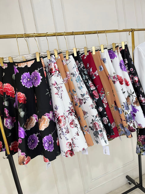 Women Floral Print Flared  Skirts